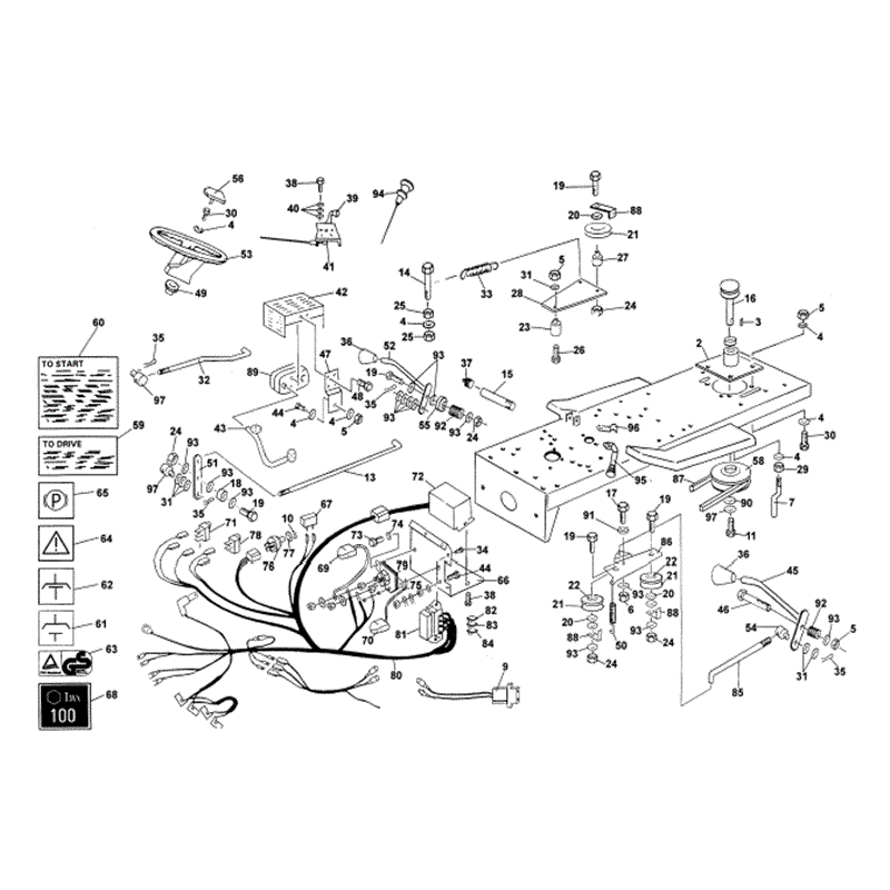 1995 T & 1000 SERIES WESTWOOD TRACTORS (1995) Parts Diagram, Electrics/Steering