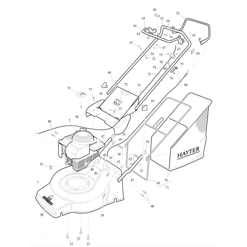 Hayter Jubilee  Lawnmower (423V001001-423V099999) Parts Diagram, Upper Main Frame Assembly