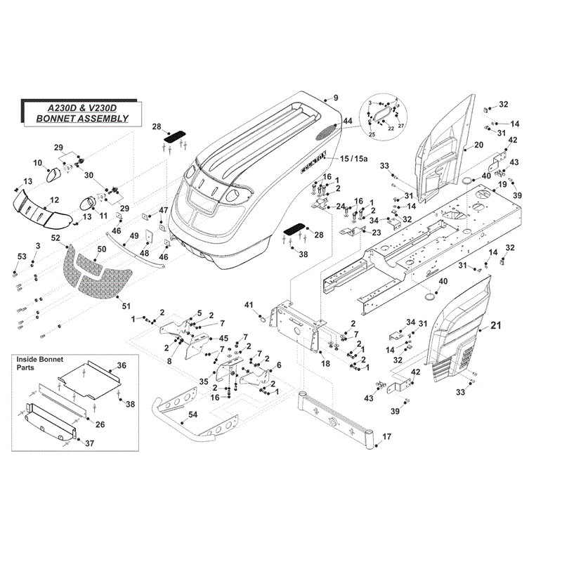 Countax A230D Lawn Tractor 2013 (2013-2015) Parts Diagram, Bonnet Assembly