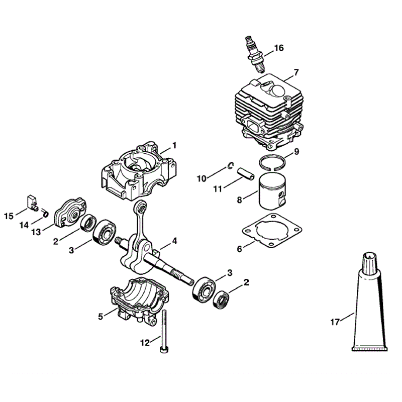 Stihl FS 55 Brushcutter (FS55RC-EDZ) Parts Diagram, Crankcase, Cylinder