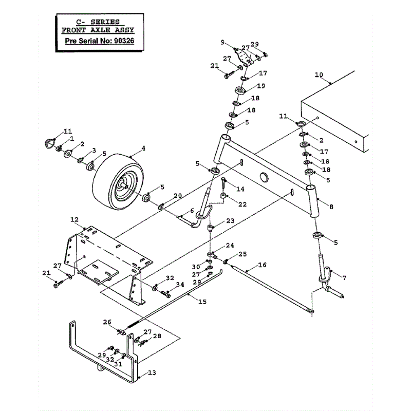 Countax C Series MK 1-2 Before 2000 Lawn Tractor  (Before 2000) Parts Diagram, Front Axle Pre-Serial No. 90326