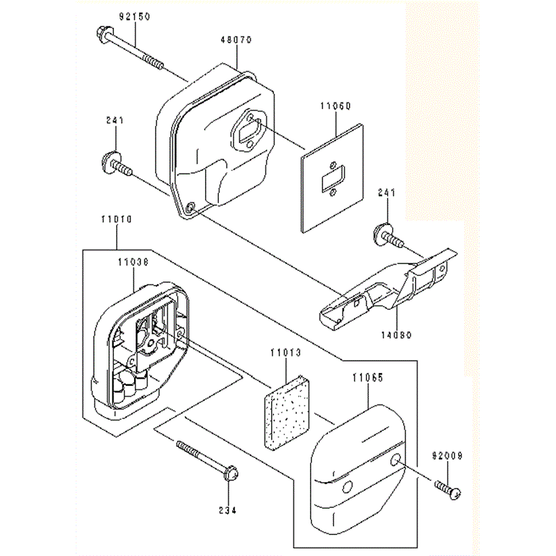 Kawasaki KBH43A (HA043F-AS50) Parts Diagram, AIR-FILTER/MUFFLER