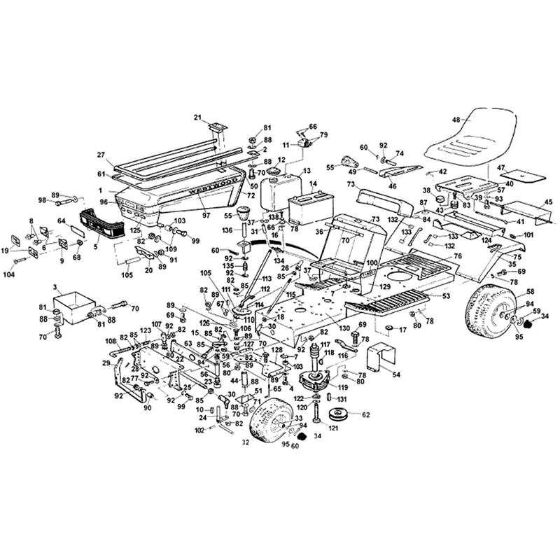 1995 T & 1000 SERIES WESTWOOD TRACTORS (1995) Parts Diagram, Tractor Chassis and Upper Body Panels