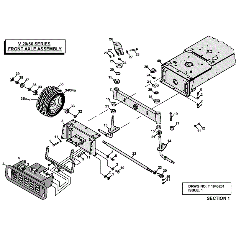 Westwood V20/50 Tractor 2002-2003 (2002-2003) Parts Diagram, Front Axle Assembly