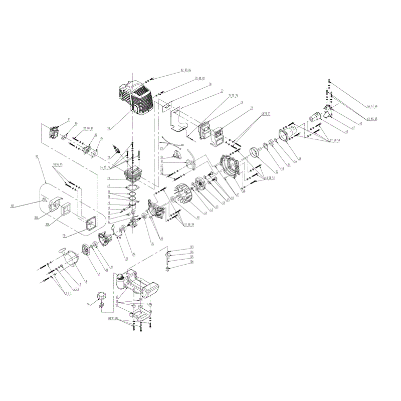 Mitox 26L-SP Brushcutter (26L-SP) Parts Diagram, Engine Assembly