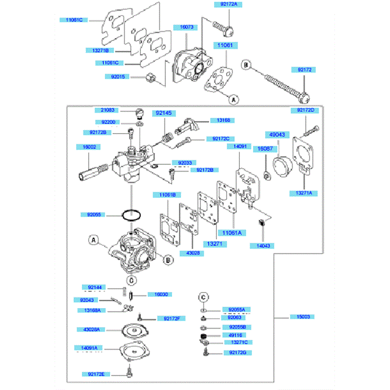 Kawasaki KBL27A (HA027G-AS51) Parts Diagram, Carburetor
