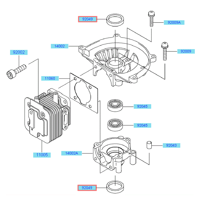 Kawasaki KHT750D (HB750D-AS50) Parts Diagram, Cylinder Crankcase