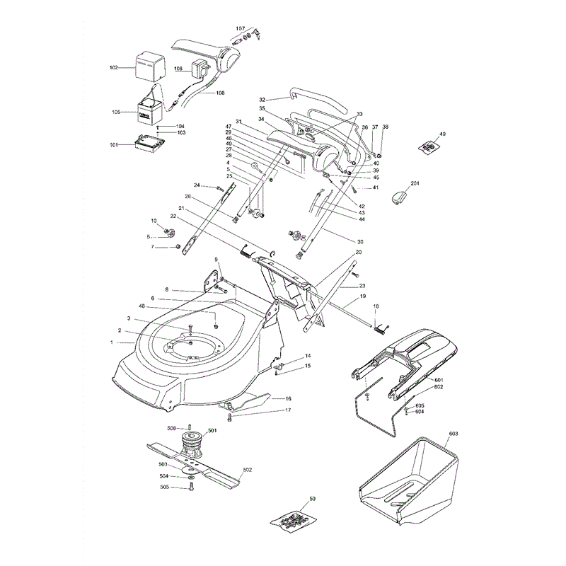 Mountfield 460RPDER Petrol Lawnmower (2005) Parts Diagram, Page 1
