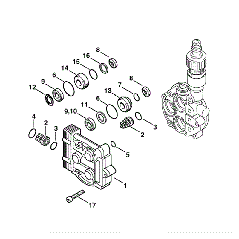 Stihl RE 161 K Pressure Washer (RE 161 K) Parts Diagram, Valve block
