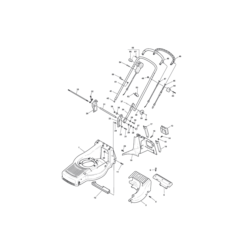 Mountfield 480R Petrol Lawnmower (292505033-MOR [2005]) Parts Diagram, Chassis and Handle Upper Part