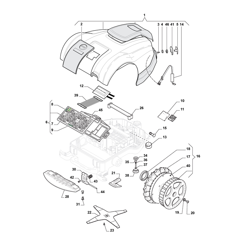 Mountfield MTF 2000 S (2019) Parts Diagram, Wheels, Blade, Body Works