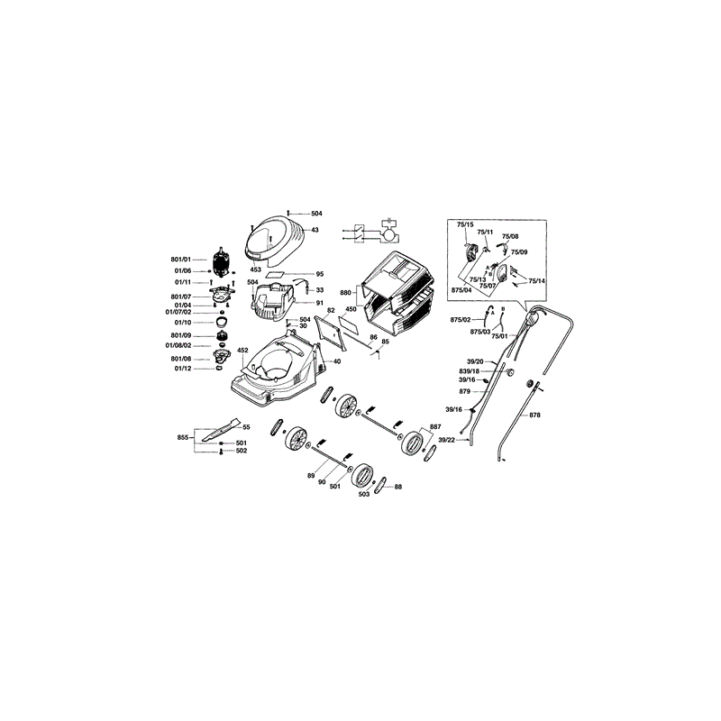 Qualcast Quadtrak 30 (F016L80932) Parts Diagram, Page 1