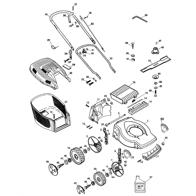 Hayter Junior Lawnmowers (400P001001-400P099999) Parts Diagram, Page 1