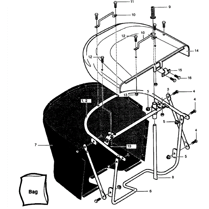 Hayter 16/40 (142P001001-142P099999 DC) Parts Diagram, Grass Catcher Assembly