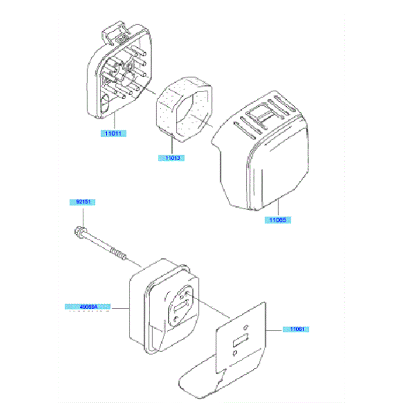 Kawasaki KBL27A (HA027F-BS51) Parts Diagram, Air Filter - Muffler