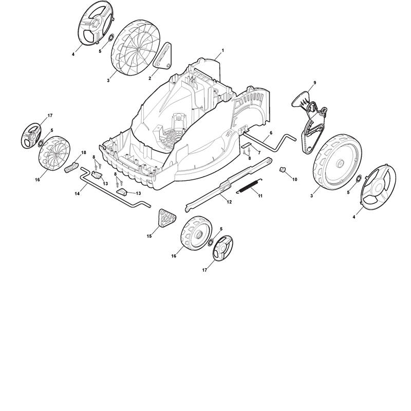 Mountfield PRINCESS 34Li (294343063-M19 [2019-2020]) Parts Diagram, Deck And Height Adjusting