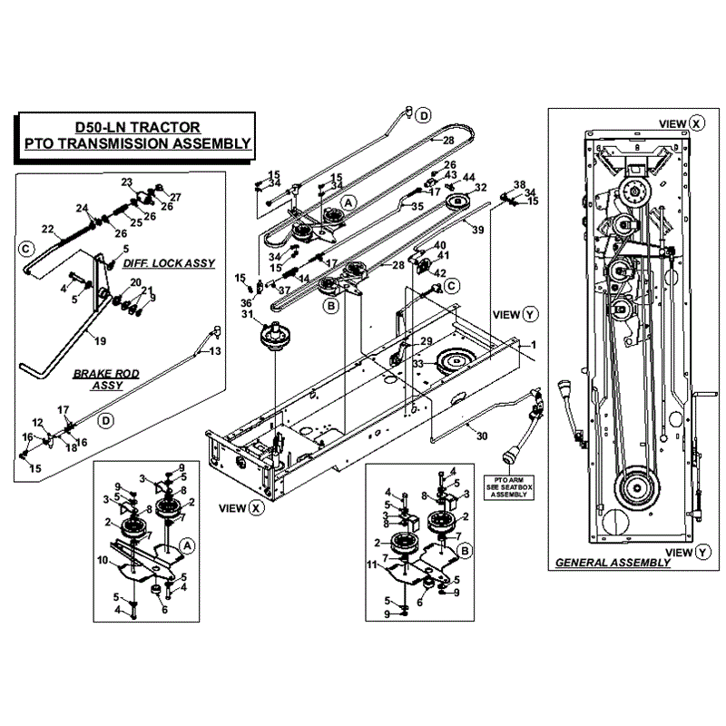 Countax D50LN  Lawn Tractor 2008 (2008) Parts Diagram, PTO Transmission Assembly