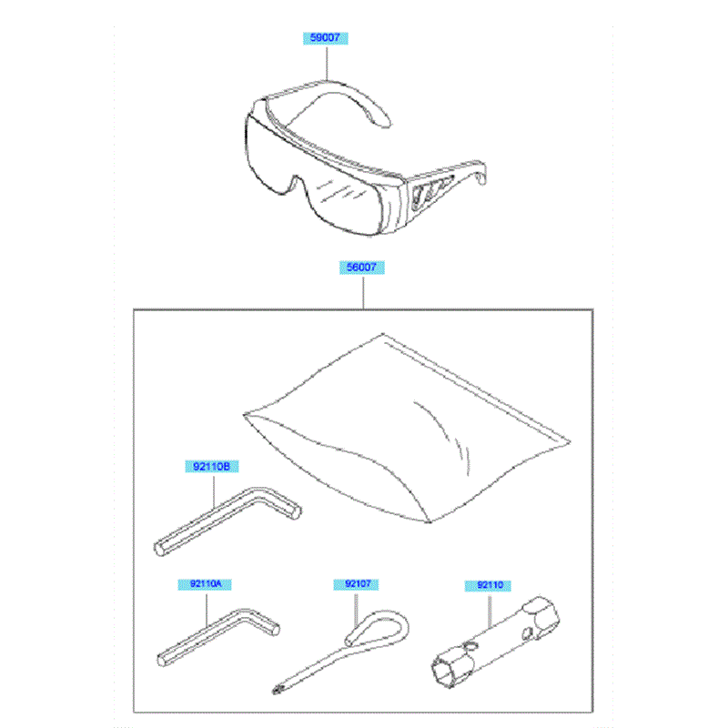 Kawasaki KBH48A  (HA048F-BS50) Parts Diagram, Tools
