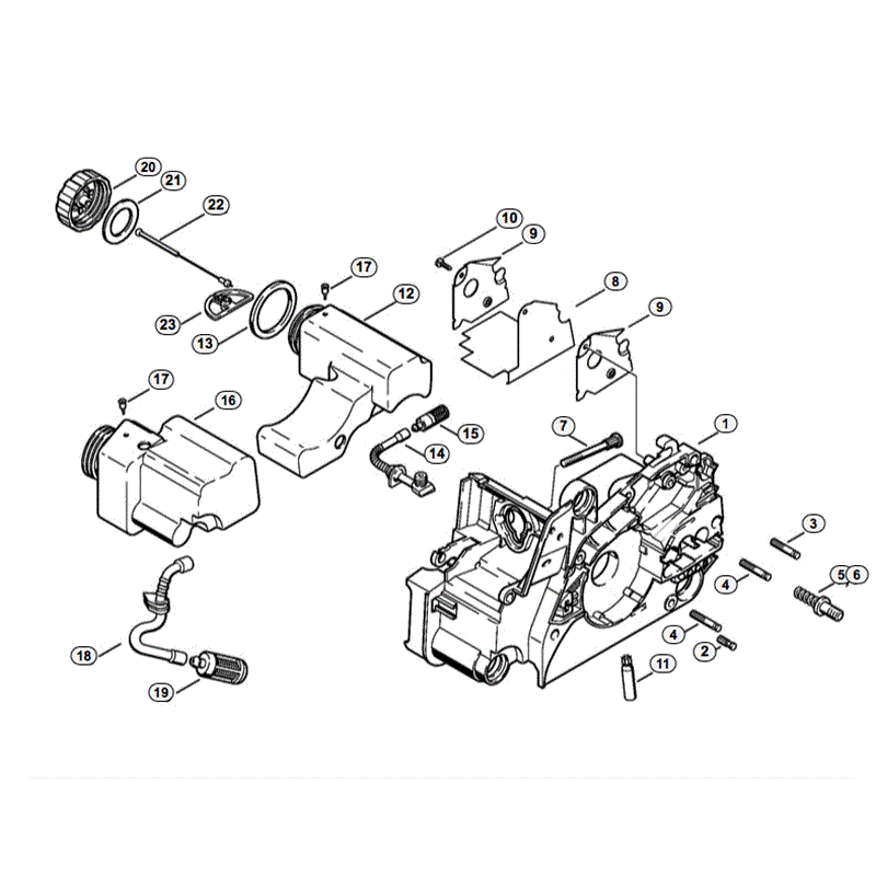 Stihl MS 170 Chainsaw (MS170 2-MIX) Parts Diagram, Engine housing
