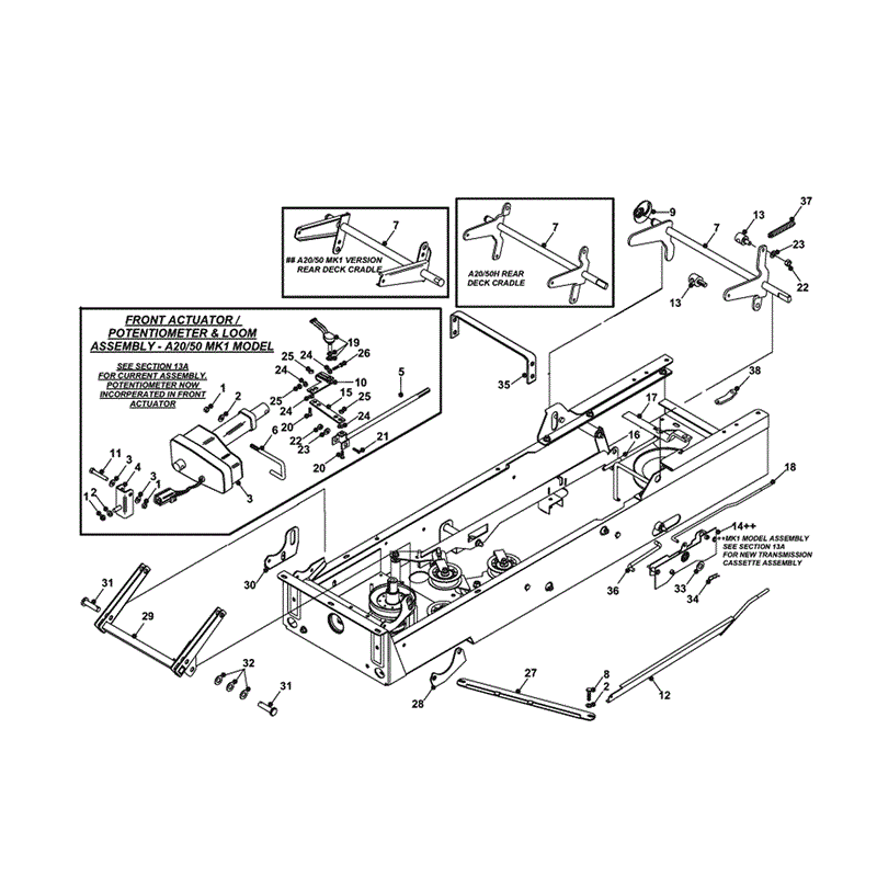 Countax A2050 Lawn Tractor 2001 - 2003 (2003) Parts Diagram, FRONT ACTUATOR ASSEMBLY