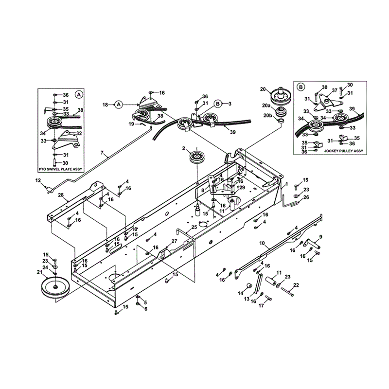 Countax A2050 Lawn Tractor 2001 - 2003 (2003) Parts Diagram, P.T.O. TRANSMISSION ASSEMBLY