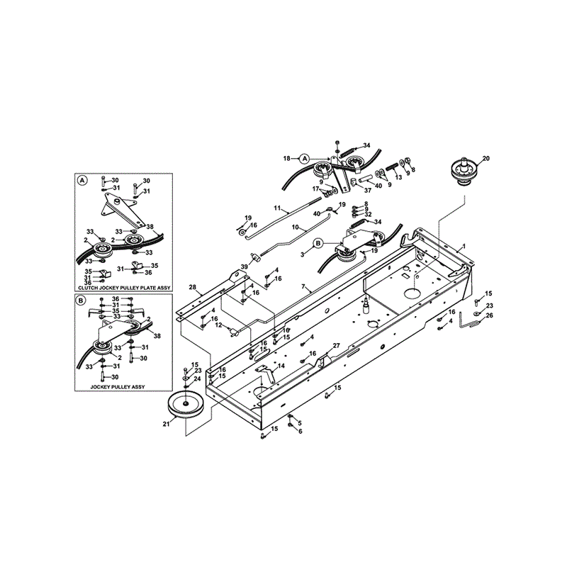 Countax A2050 Lawn Tractor 2001 - 2003 (2003) Parts Diagram, P.T.O. TRANSMISSION ASSY - HANDCLUTCH/BRAKE CONTROL FROM SERIAL 00126...
