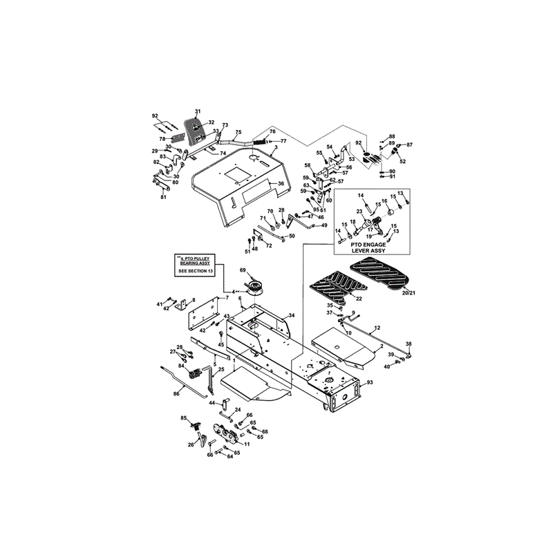 Countax A2050 Lawn Tractor 2001 - 2003 (2003) Parts Diagram, A20/50H RUNNING BOARD & REAR BODY ASSEMBLY-HAND CLUTCH/BRAKE CONTROL