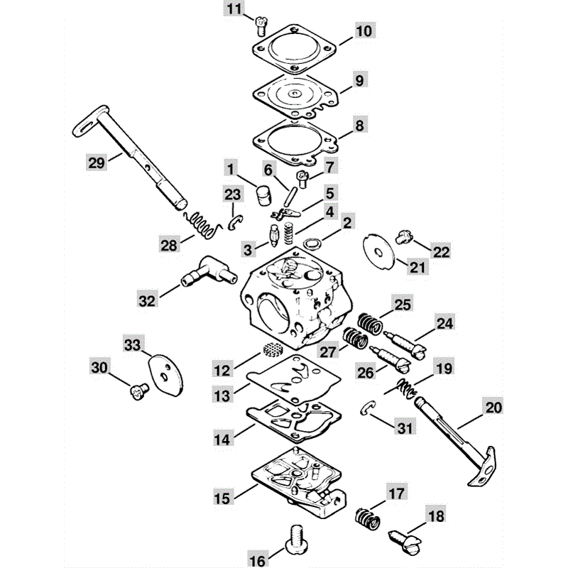 Stihl MS 250 Chainsaw (MS250 C) Parts Diagram, Carburetor WT-215BR