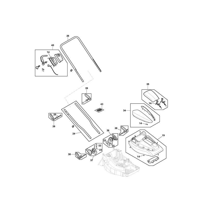 Mountfield ELECTRESS 38 Li Kit (291382263-M21 [2021-2022]) Parts Diagram, Handle