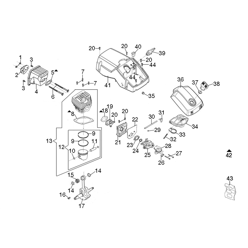 Oleo-Mac GS 51 (GS 51) Parts Diagram, Engine
