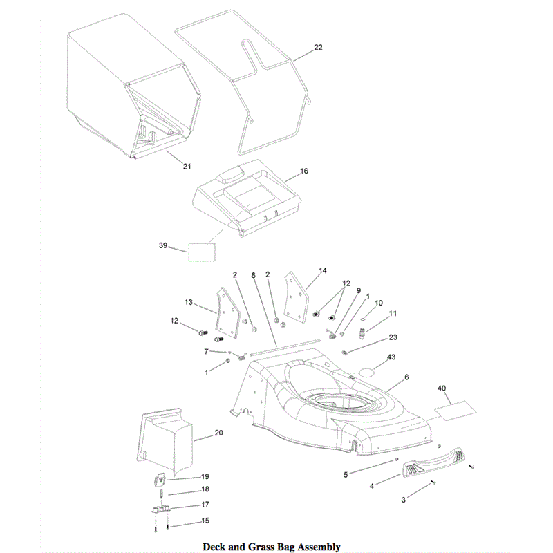 Hayter 46cm (610) Lawnmower (610A	318000001 - 318999999) Parts Diagram, Deck & Grassbag