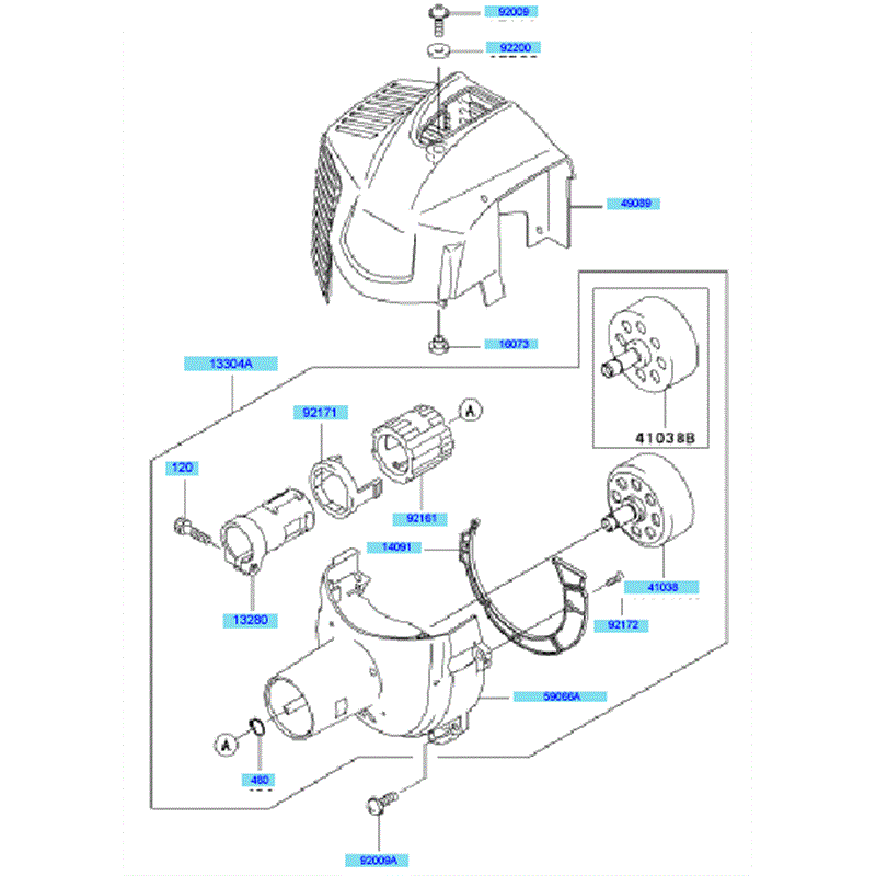 Kawasaki KBH27A  (HA027F-BS50) Parts Diagram, Clutch Housing & Covers