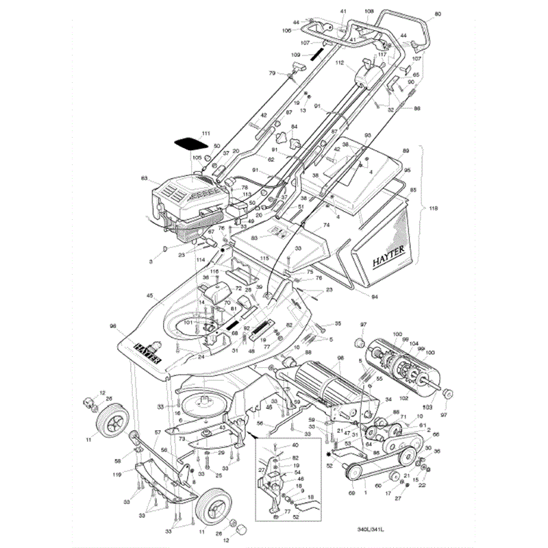Hayter Harrier 56 (340) Lawnmower (340L003751-340L099999) Parts Diagram, PSEI721 Mainframe Assembly