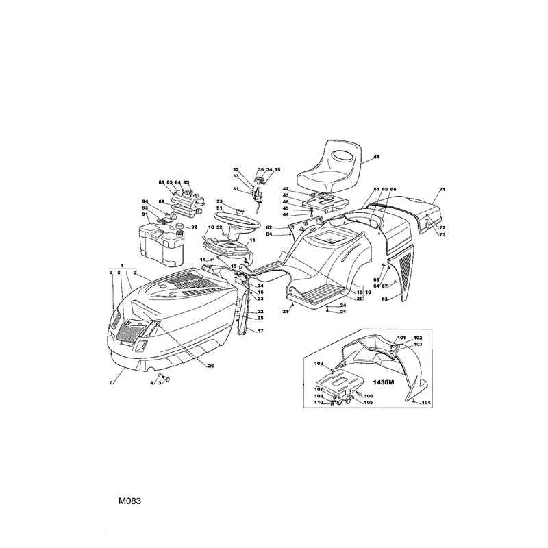 Mountfield 1436H Lawn Tractor (13-2652-12 [2002]) Parts Diagram, Body Work