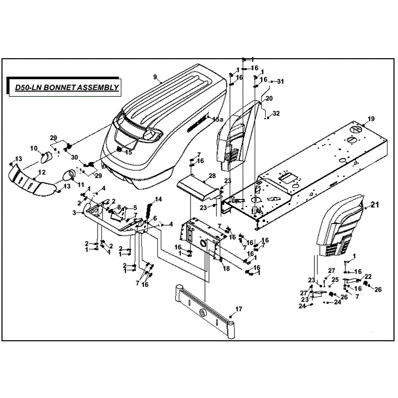 Countax D50LN  Lawn Tractor 2008 (2008) Parts Diagram, Bonnet Assembly