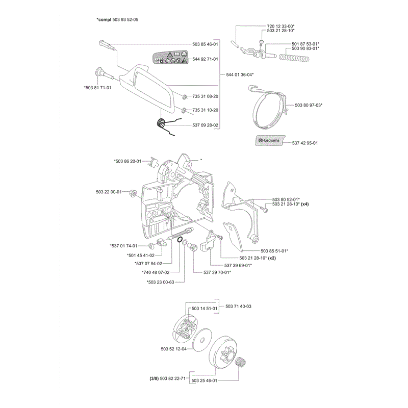 Husqvarna 338XPT Chainsaw (09/2006) Parts Diagram, Page 1