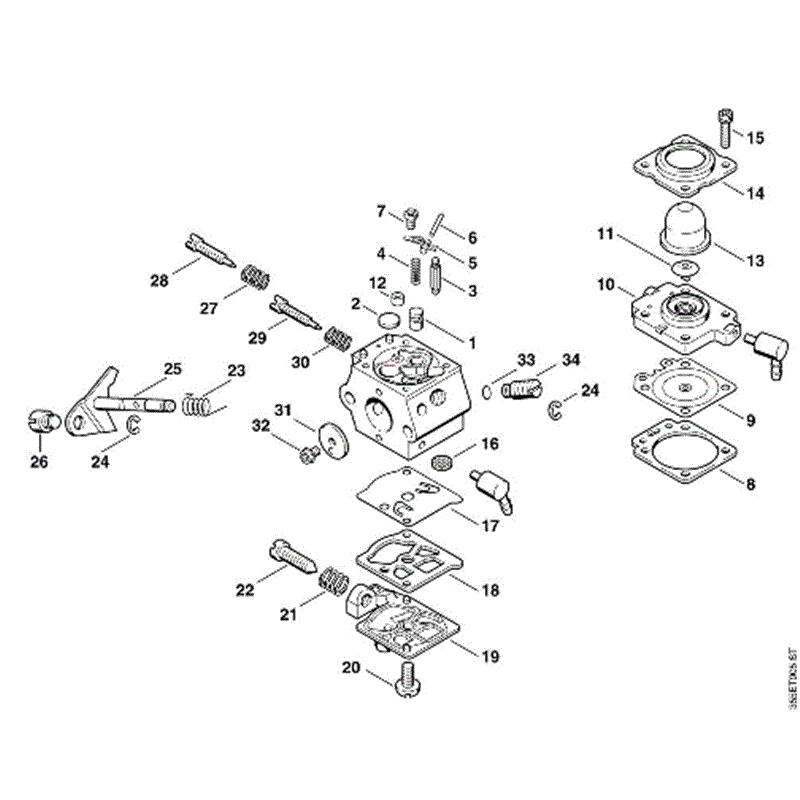 Stihl FS 76 Brushcutter (FS76) Parts Diagram, E-Carburetor WT-227F