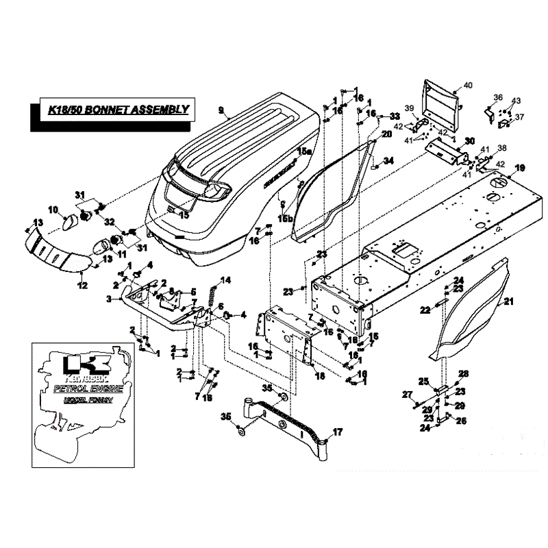 Countax K SERIES K1850 Lawn Tractor 2007 (2007) Parts Diagram, Bonnet Assembly