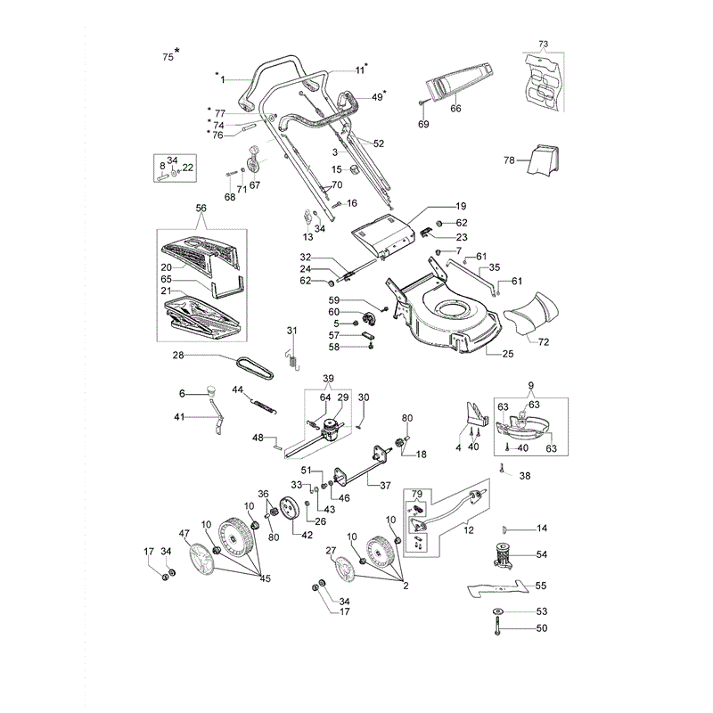 Efco LR 53 THX Comfort Honda Engine Lawnmower (LR 53 THX Comfort) Parts Diagram, LR 53 THX Comfort
