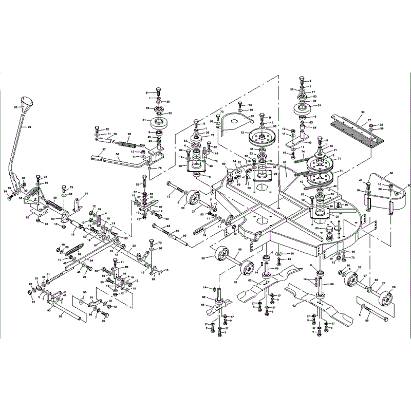 1998 S & T SERIES WESTWOOD TRACTORS (T1800-48) Parts Diagram, 48" (122cm) Contra-Rotating Cutter Deck