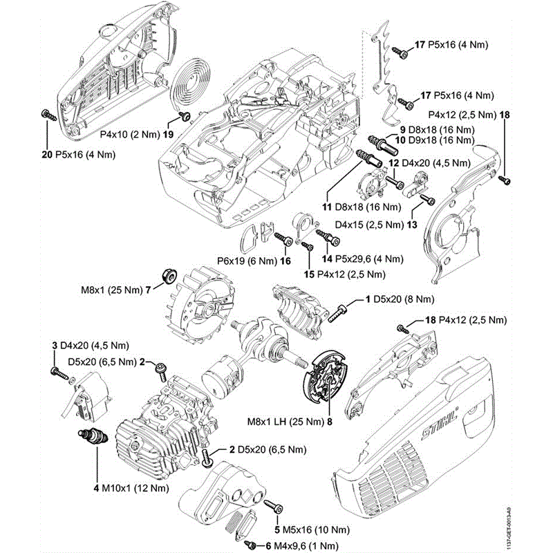 Stihl MS 193 CHAINSAW (MS 193 T ) Parts Diagram, MS193T-N-TIGHTENING-TORQUES