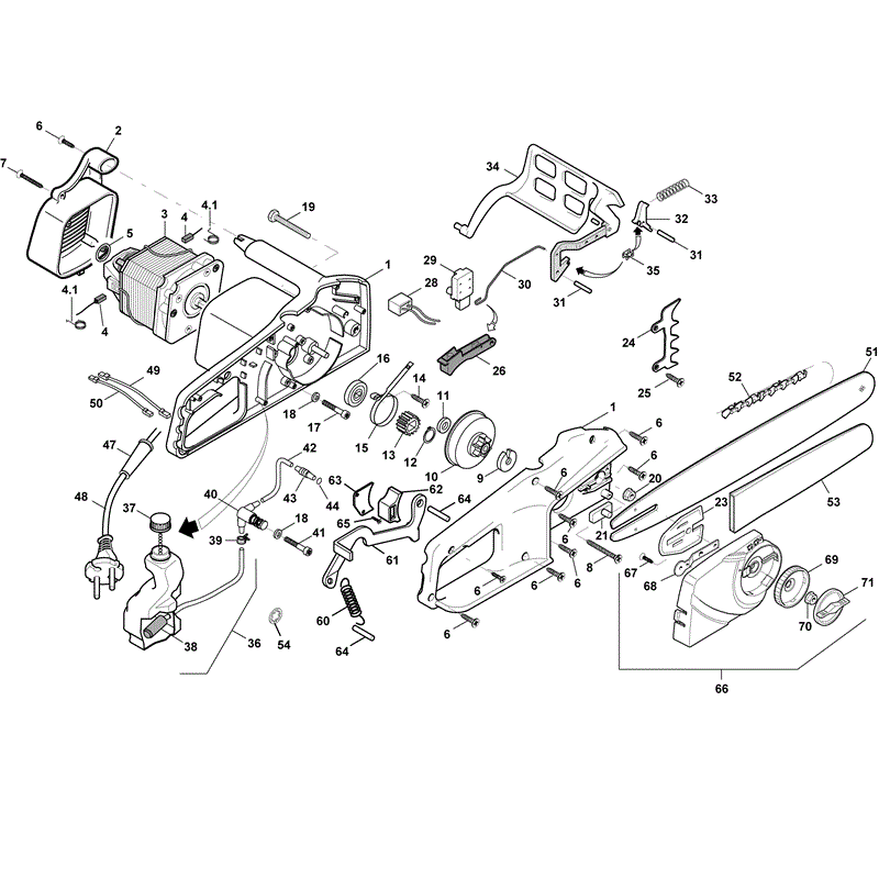 Mountfield ME2016Q Electric Chainsaw (2009) Parts Diagram, Page 1