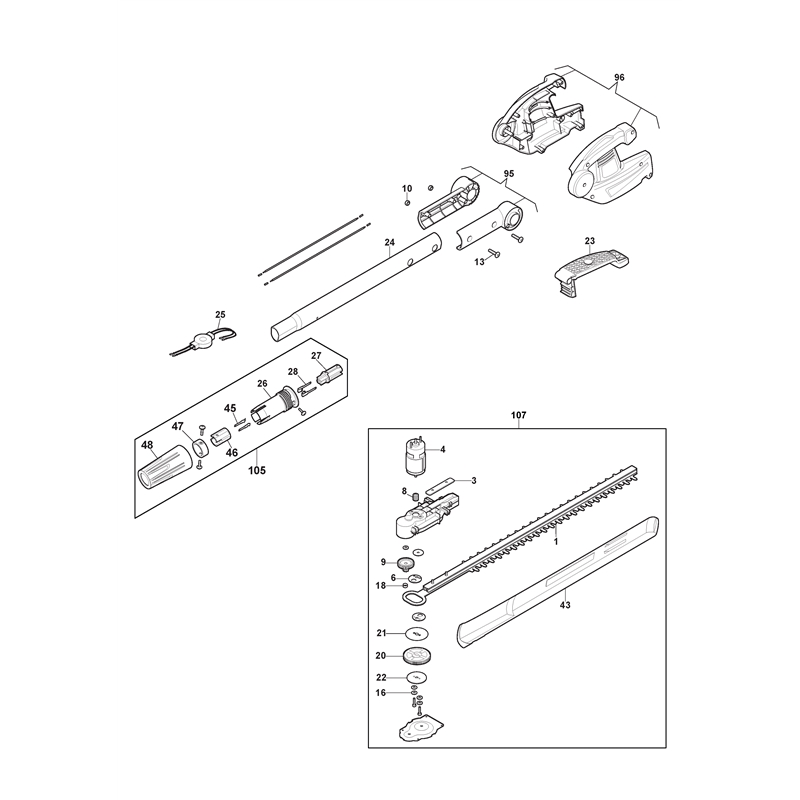 Mountfield MPS 24 Li (277030023-M18 [2019-2021]) Parts Diagram, Pole Hedge Trimmer