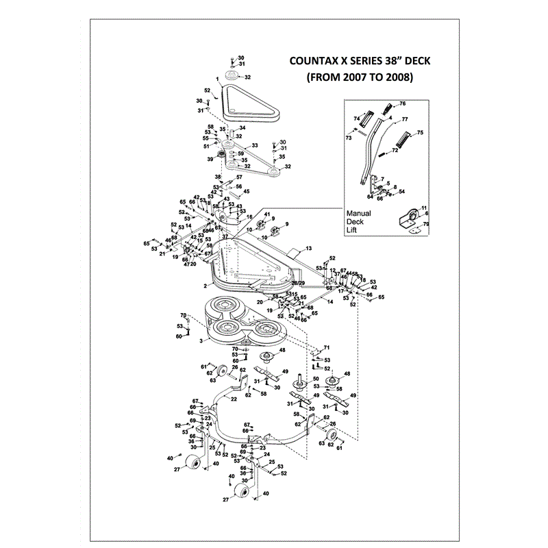 Countax 38" X Series Mulch Deck 2007 - 2008 (2007 - 2008) Parts Diagram, Page 1
