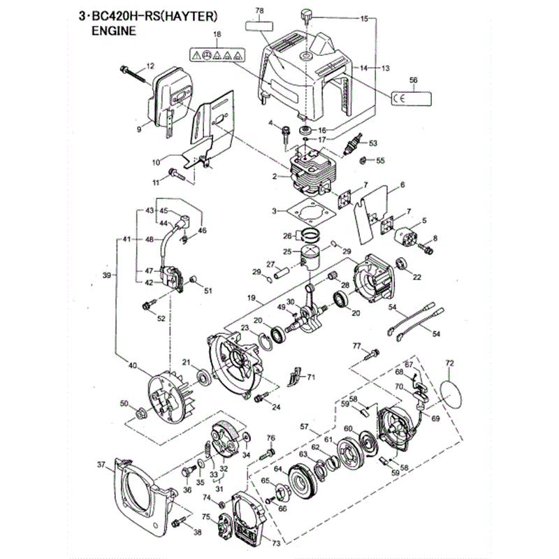Hayter BC250H-RS Brushcutter (463C) (463C) Parts Diagram, Engine