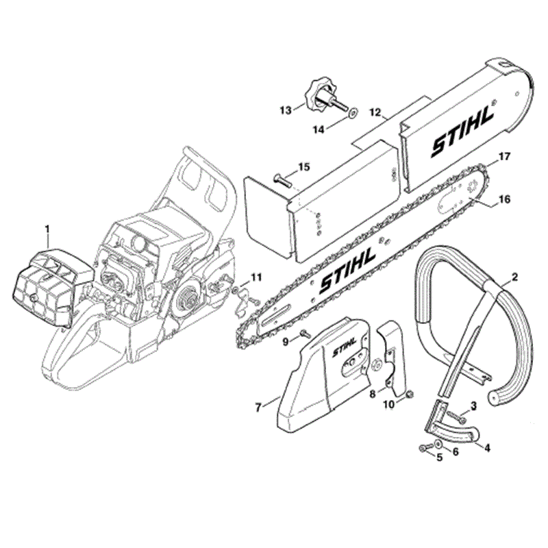 Stihl MS 440 Chainsaw (MS440 Magnum) Parts Diagram, Conv ... stihl chain brake diagram 