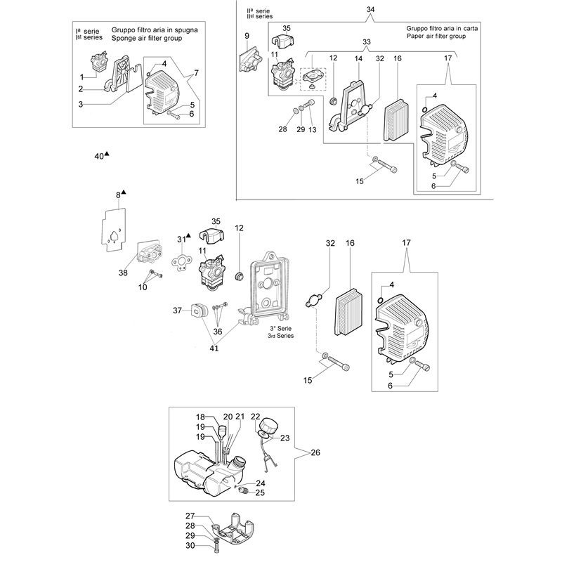 Oleo-Mac 753 S (753 S) Parts Diagram, Tank and air filter