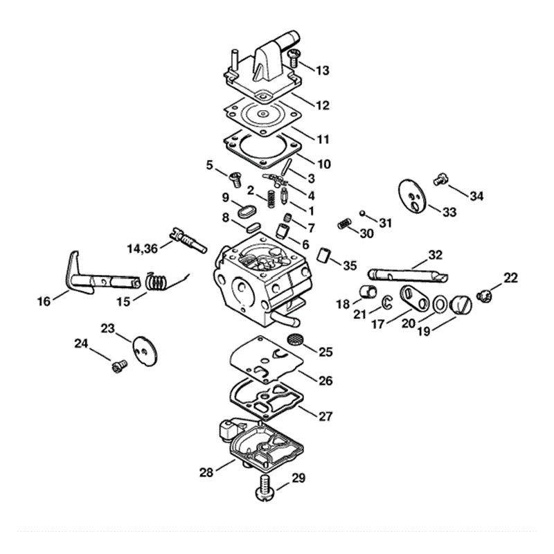 Stihl FS 200 Brushcutter (FS200) Parts Diagram, Carburetor C1Q-S51C,  C1Q-S36G