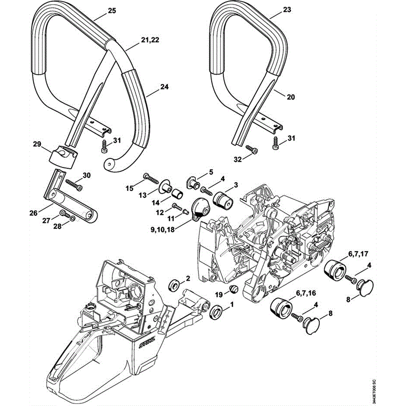 Stihl MS 461 CHAINSAW (MS 461) Parts Diagram, MS461-J AV SYSTEM