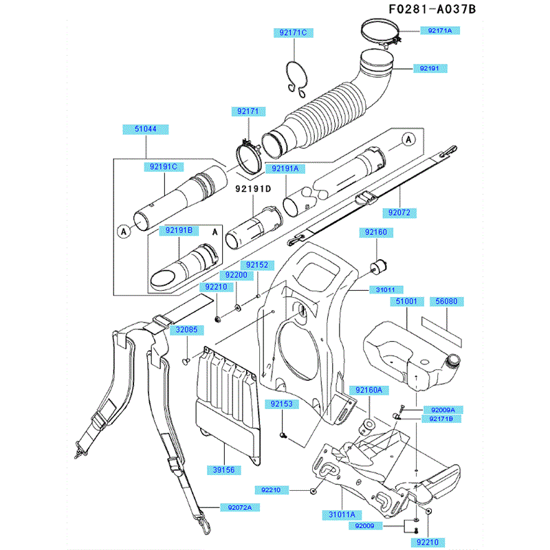 Kawasaki KRB650B (HA650A-AS50) Parts Diagram, Frame - Coupling